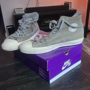 Converse Boston Skateboarding Chuck Taylor High Top Sneakers Leather Suede 12